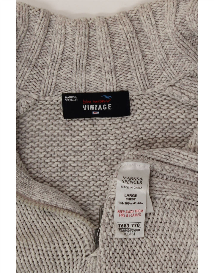 Pulover pentru bărbați Marks & Spencer, cu fermoar și gât, bumbac mare, gri