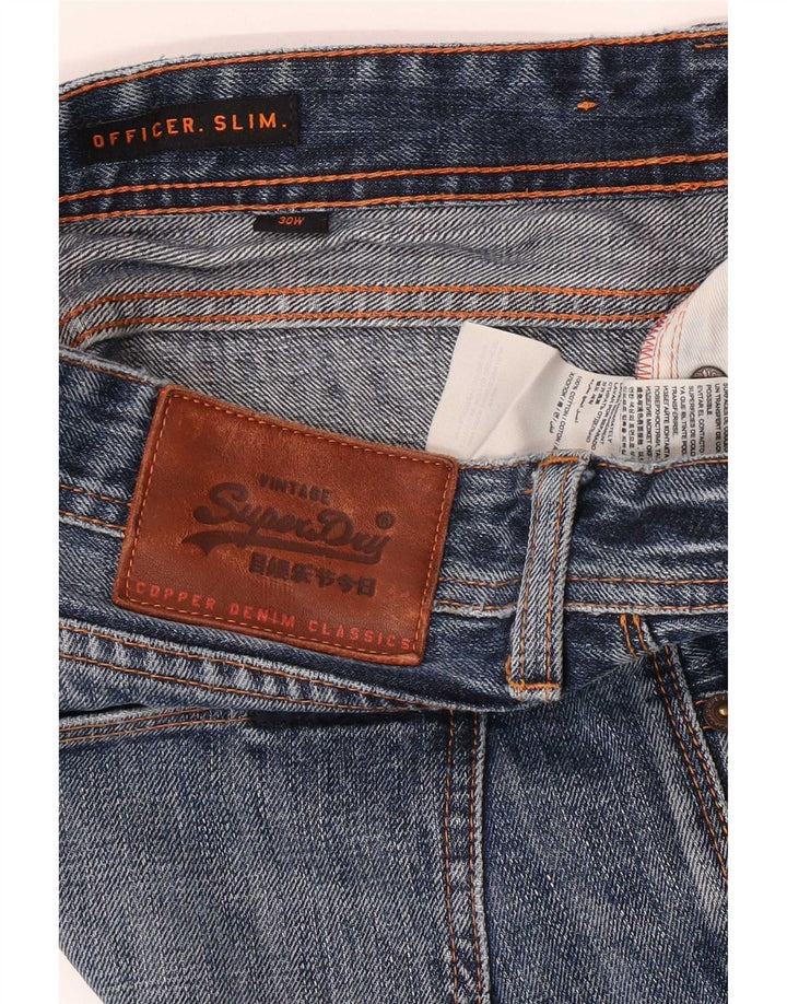 Pantaloni scurți Superdry pentru bărbați Slim Fit din denim W30, bumbac albastru mediu