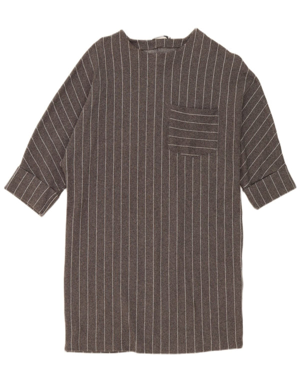 Rochie de cort supradimensionată pentru femei Zara, cu mâneci 3/4, UK 10, bumbac cu dungi gri mici