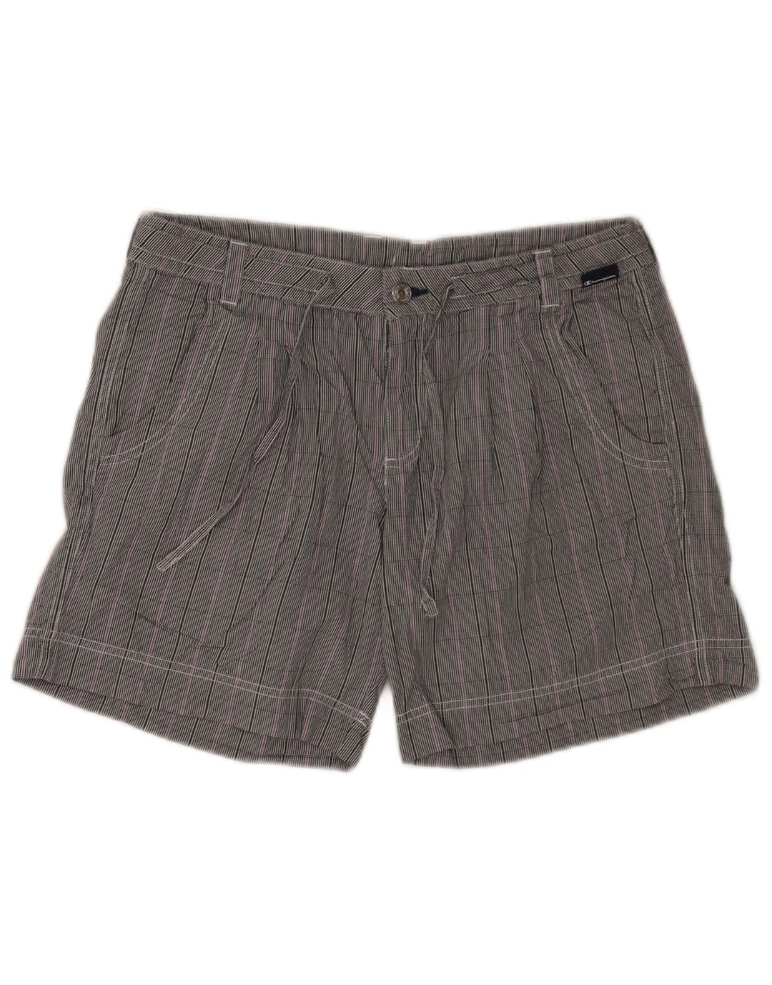 Pantaloni scurți casual Champion pentru femei, mediu W30, bumbac cu carouri gri