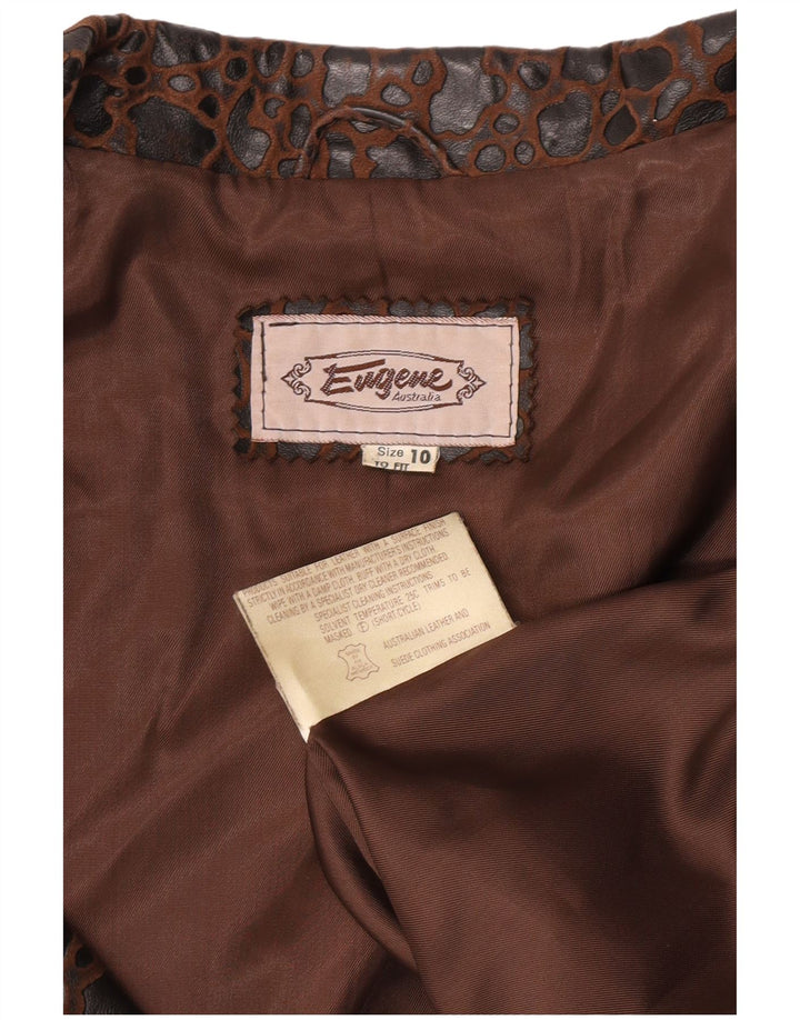 Blazer pentru femei Eugene, cu două piept, US 10, maro mare, imprimeu animal