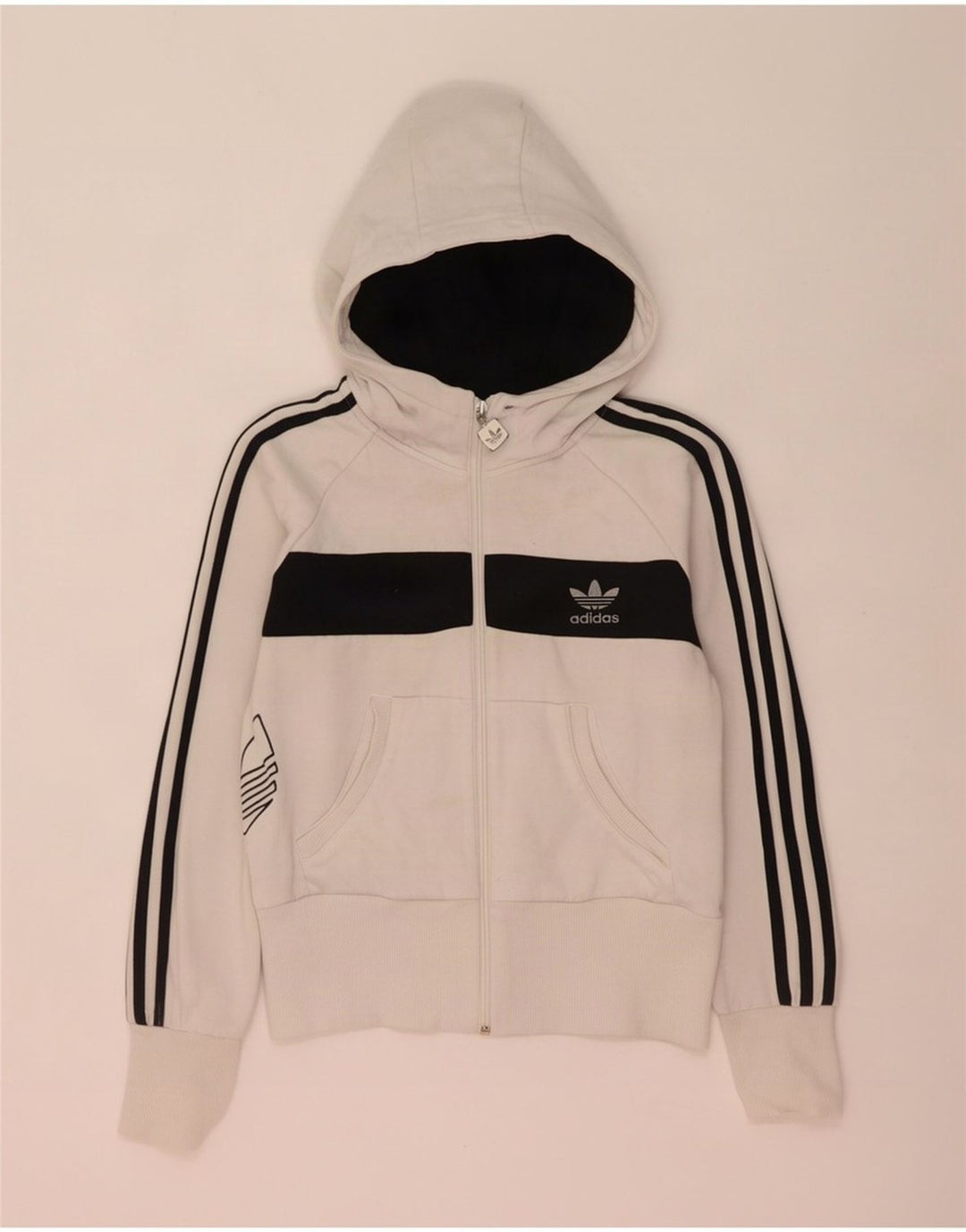 Pulover Adidas Graphic Zip pentru femei IT 44 Medium White Colorblock