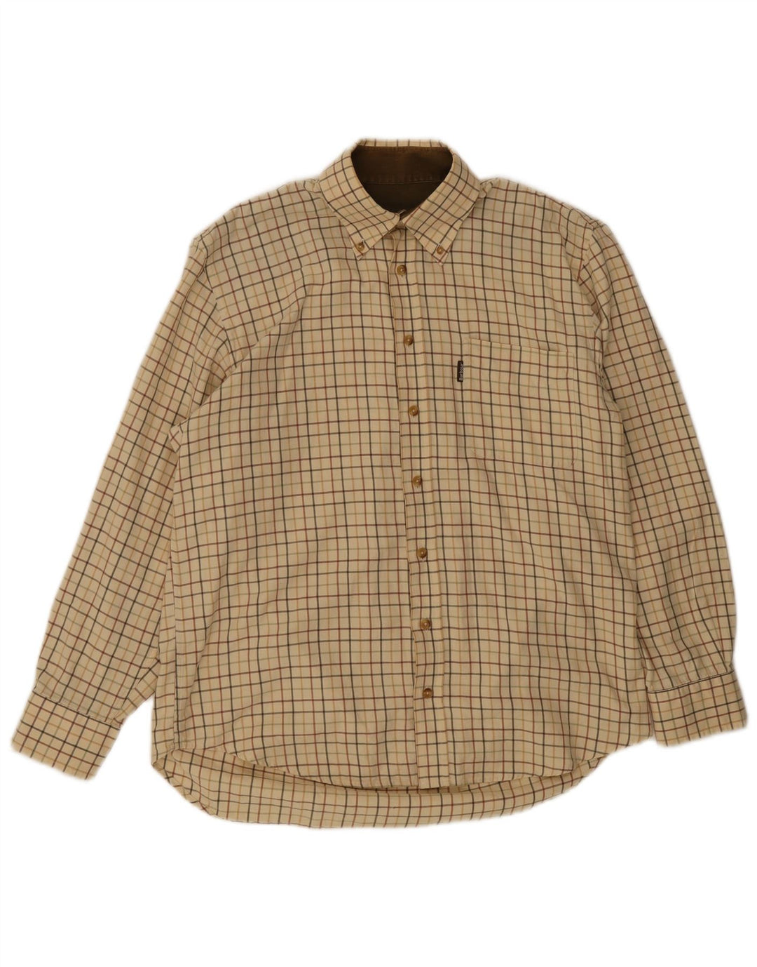 Cămașă de flanel pentru bărbați Barbour, bumbac cu carouri, bej mare