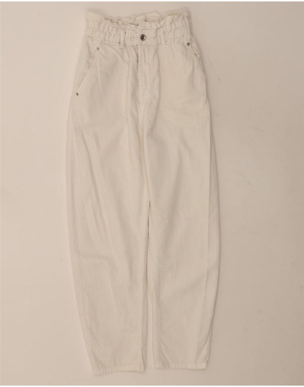 Pantaloni tăiați conici pentru femei cu talie înaltă Zara EU 36 XS L26 L25 Alb