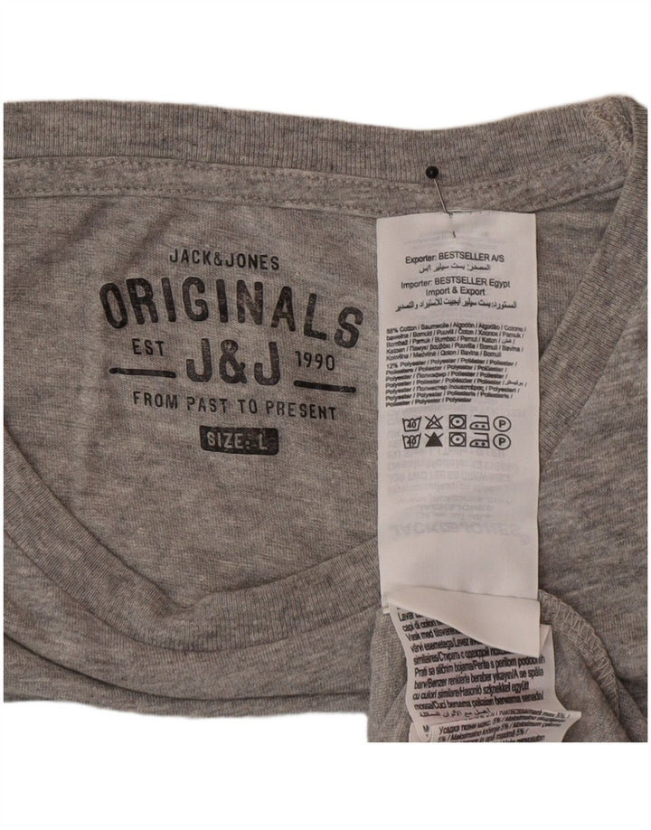 Tricou grafic Jack & Jones pentru bărbați Top mare din bumbac gri