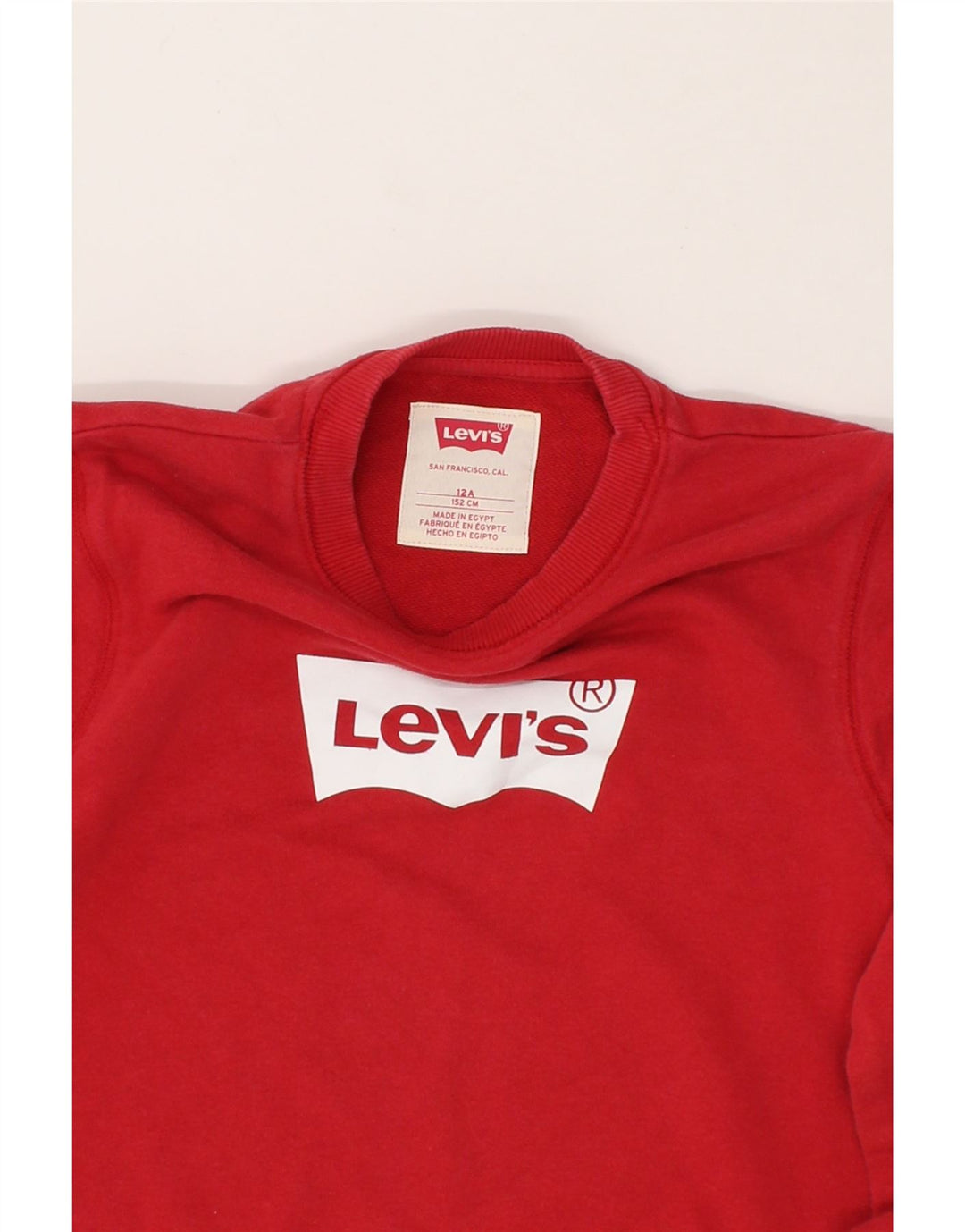 LEVI'S Boys Graphic Sweatshirt Jumper 11-12 Years Red Cotton Vintage Levi's and Second-Hand Levi's from Messina Hembry 