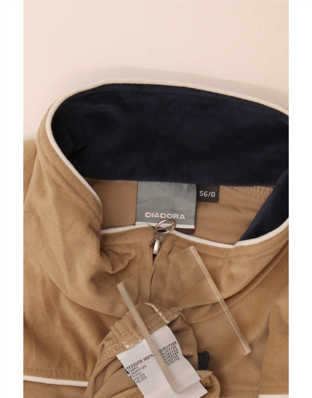 Jachetă de trening Diadora pentru bărbați din velur IT 56 2XL Bej Poliester