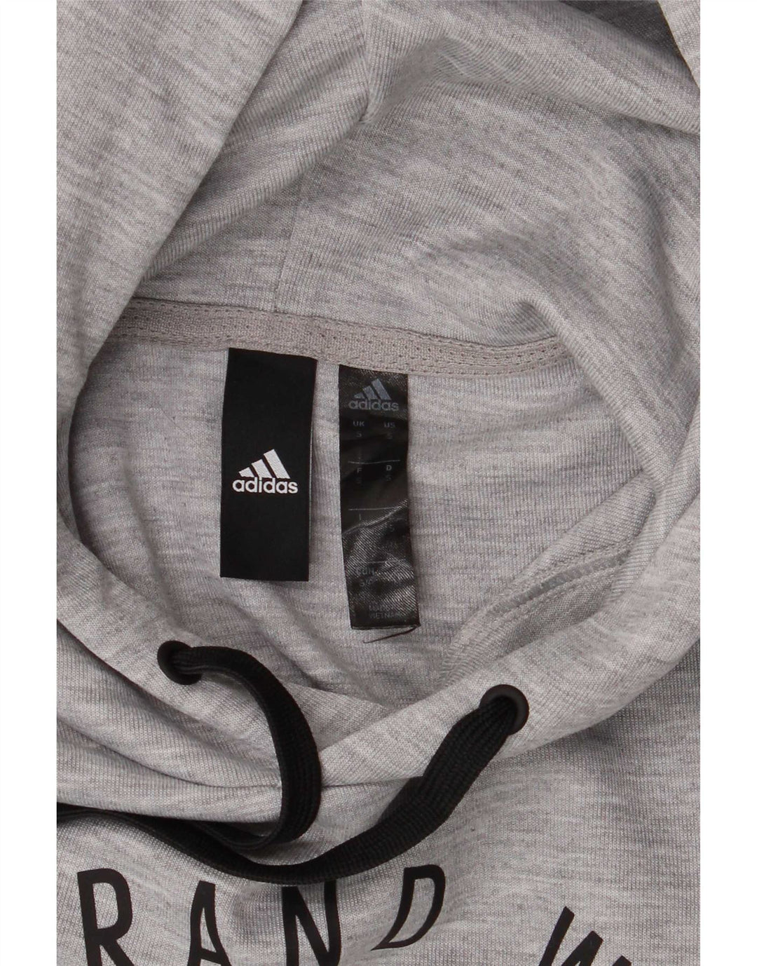 Pulover cu glugă cu grafică Adidas pentru bărbați, poliester mic, gri