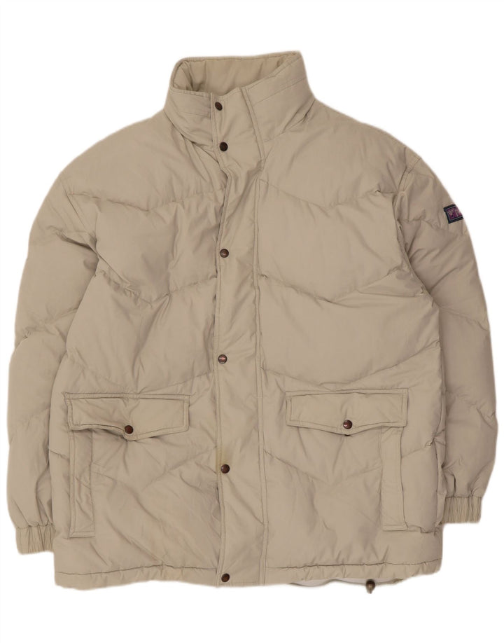 Jachetă căptușită cu glugă vintage pentru bărbați UK 42 XL poliester bej