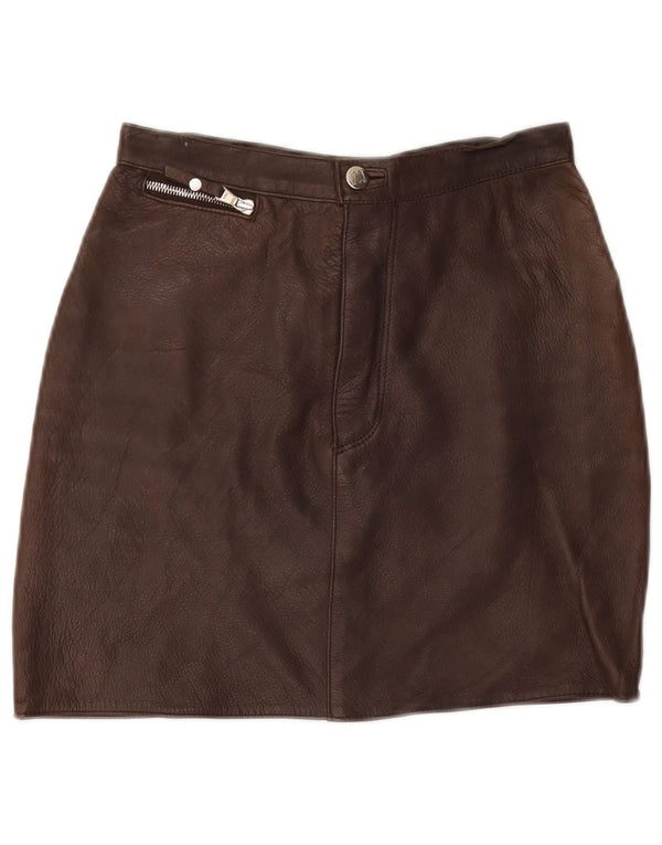Mini fustă de piele pentru femei VINTAGE IT 40 Small W26 piele maro
