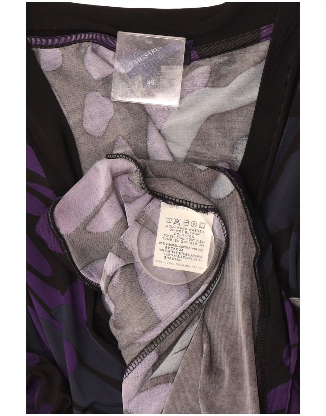 Rochie pentru femei Trussardi cu model abstract, cu etaje, IT 46 Mov mare