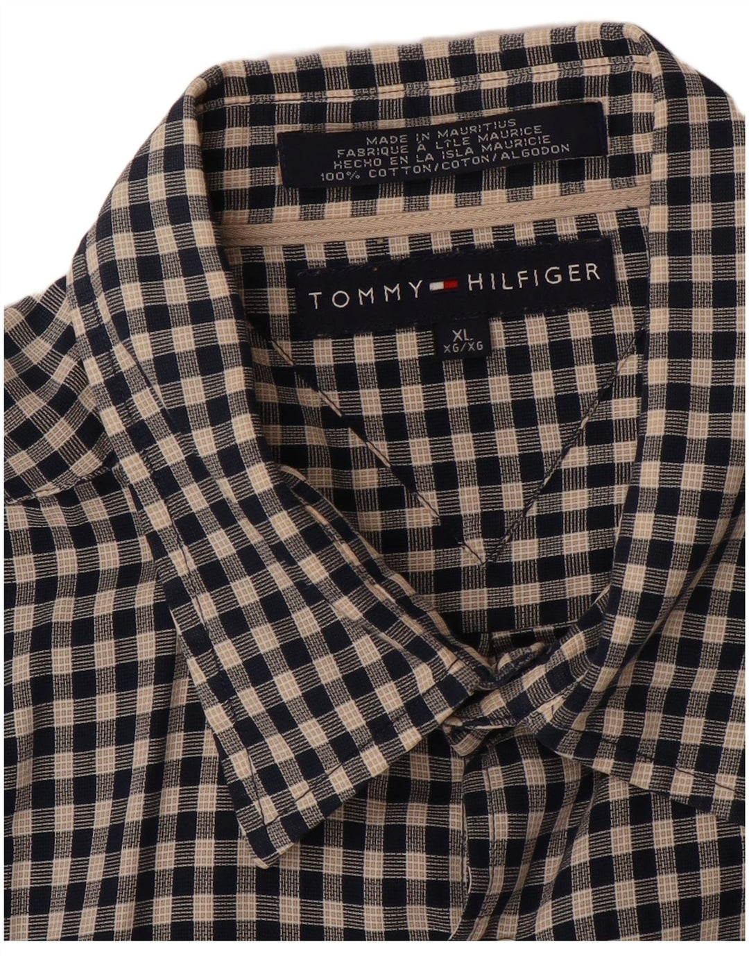 Cămașă pentru bărbați TOMMY HILFIGER XL, bumbac negru cu carouri