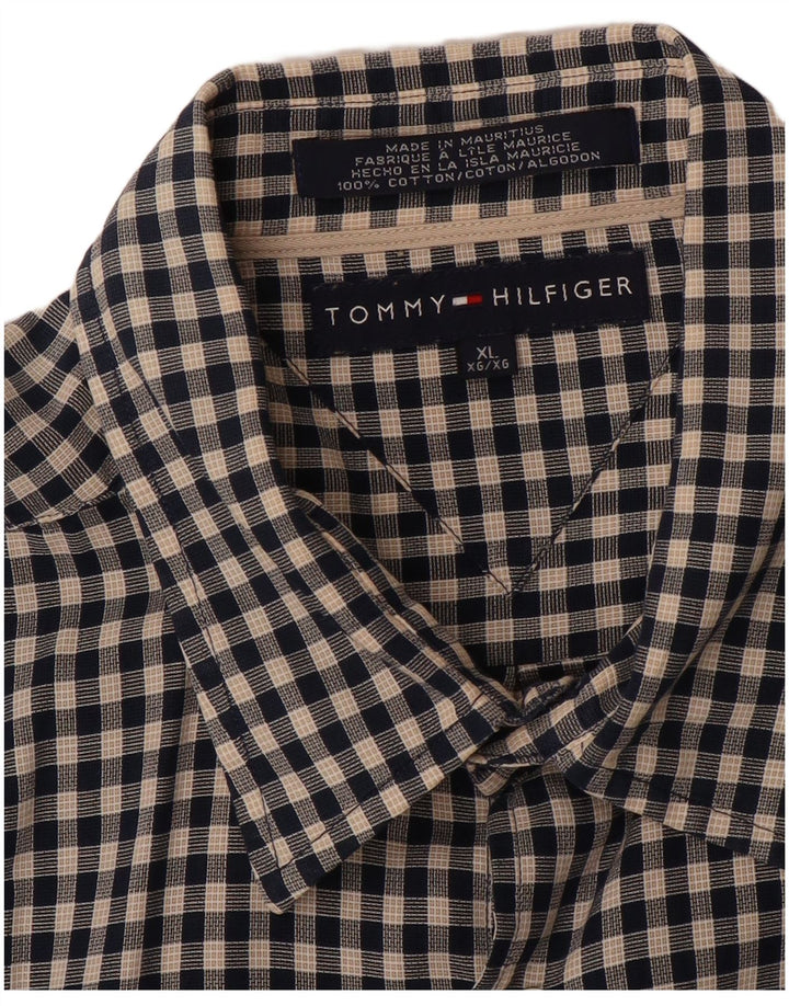 Cămașă pentru bărbați TOMMY HILFIGER XL, bumbac negru cu carouri