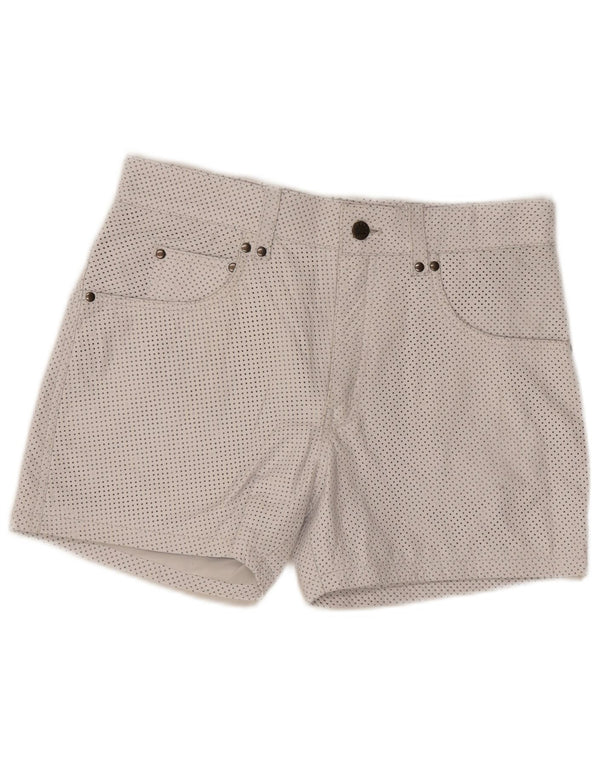 Pantaloni scurți casual din piele vintage pentru femei W33 Medium White Spot Piele