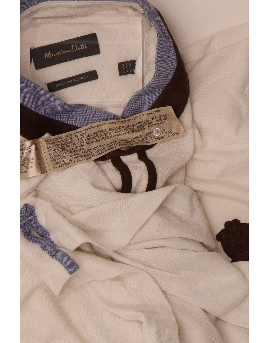 Tricou polo Massimo Dutti pentru bărbați, bumbac color bloc alb mediu