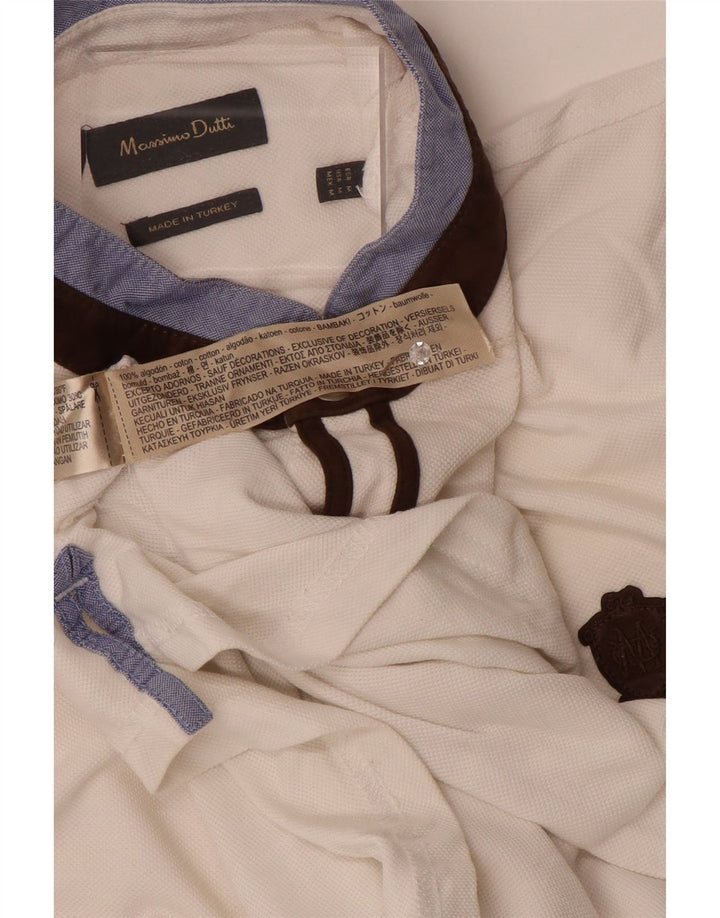 Tricou polo Massimo Dutti pentru bărbați, bumbac color bloc alb mediu