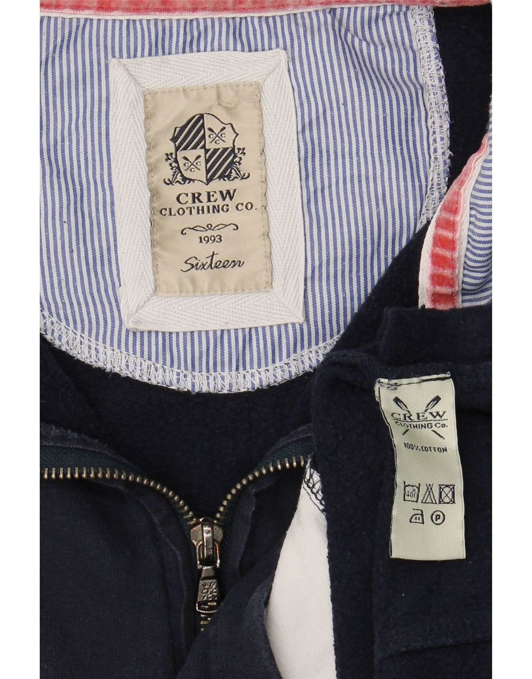 CREW CLOTHING Hanorac pentru femei cu fermoar și gât Pulover UK 16 Mare Bleumarin