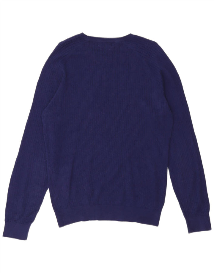 Pulover Massimo Dutti pentru bărbați cu gât roșu, mare, albastru, bumbac