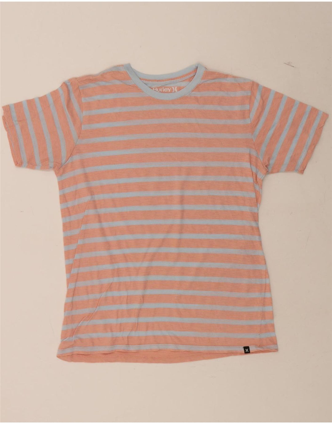 HURLEY Mens T-Shirt Small Orange Striped Cotton Vintage Hurley and Second-Hand Hurley from Messina Hembry 
