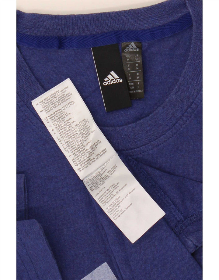 Tricou grafic pentru bărbați Adidas Top, bumbac albastru mediu