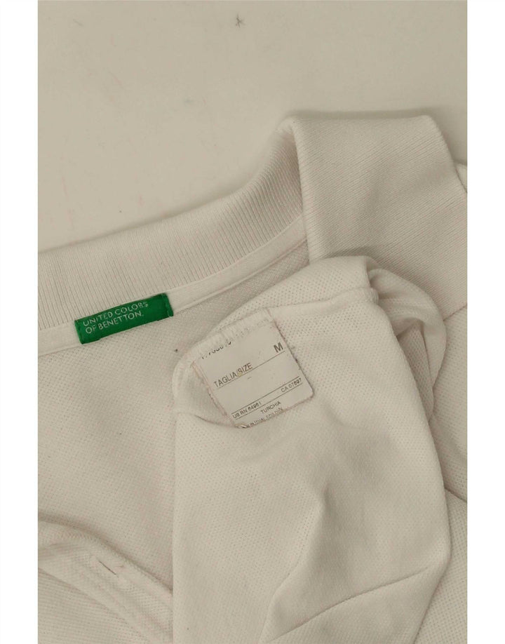 Tricou polo cu mânecă lungă pentru femei Benetton UK 12 Medium White