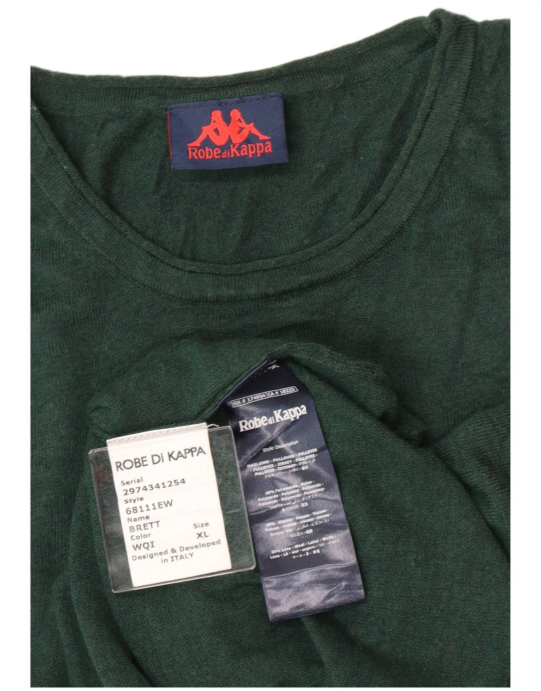 Pulover pentru bărbați Kappa cu decolteu triplu, XL, verde, poliamidă