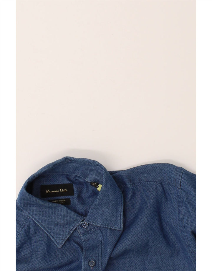 MASSIMO DUTTI Mens Abstract Pattern Shirt Medium Blue Cotton Vintage Massimo Dutti and Second-Hand Massimo Dutti from Messina Hembry 