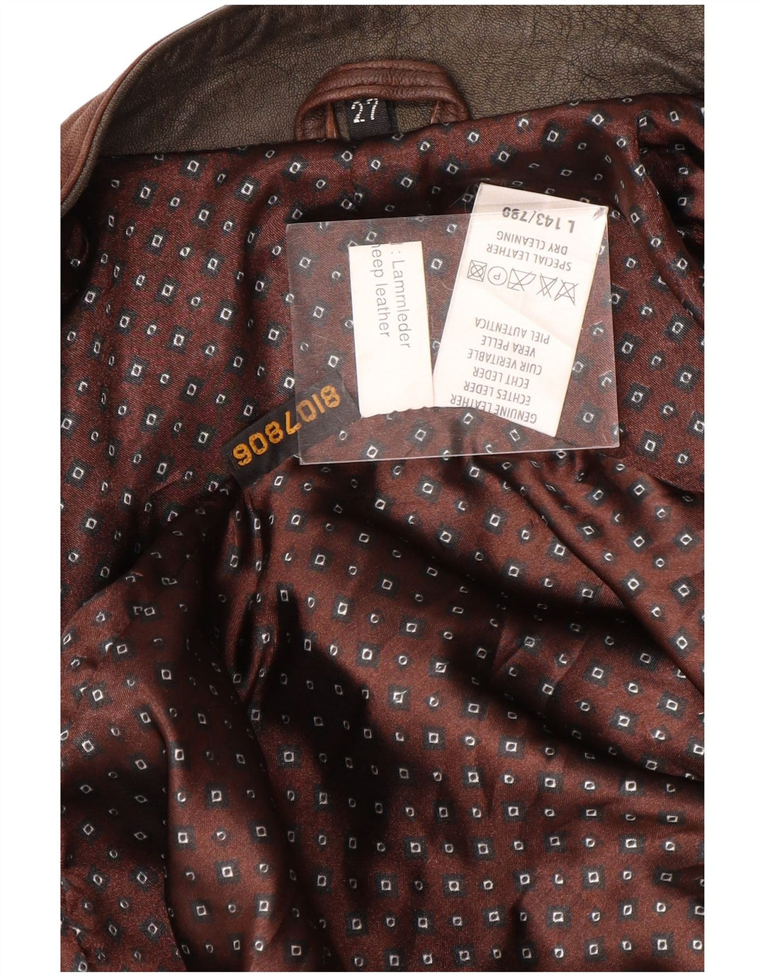Jachetă de piele vintage pentru bărbați UK 44 2XL din piele maro Tie Dye