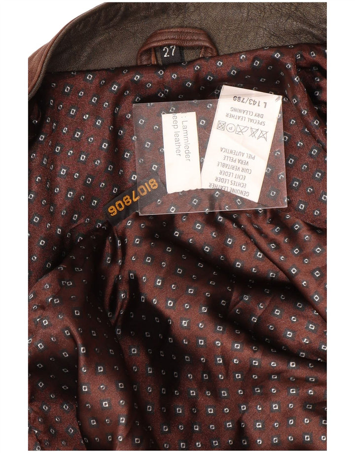 Jachetă de piele vintage pentru bărbați UK 44 2XL din piele maro Tie Dye
