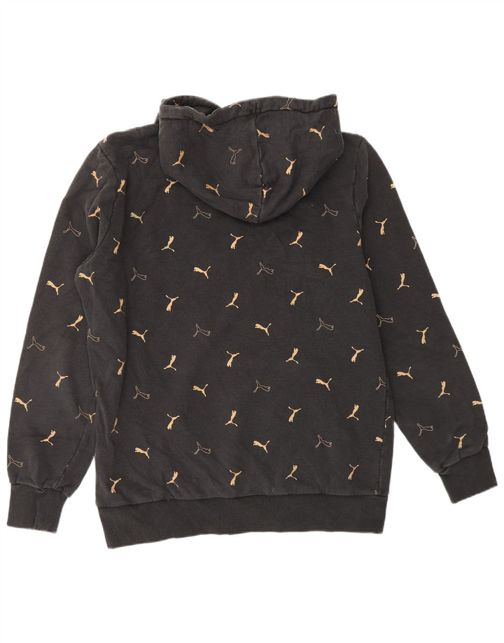 Pulover PUMA pentru bărbați cu glugă grafică, bumbac mediu negru