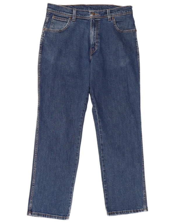 Blugi drepti WRANGLER pentru bărbați, cu ajustare normală, W34 L30, bumbac albastru