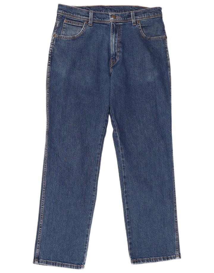 Blugi drepti WRANGLER pentru bărbați, cu ajustare normală, W34 L30, bumbac albastru