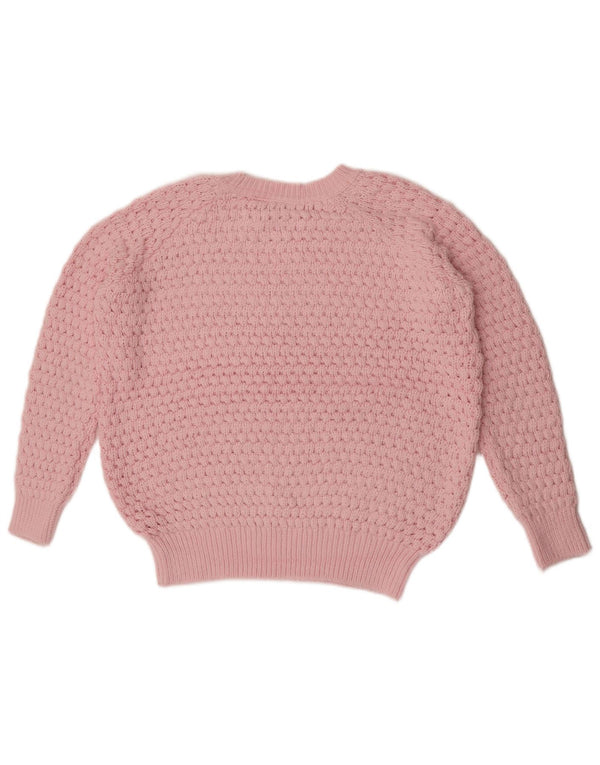 Topshop Pulover supradimensionat pentru femei cu decolteu rotund UK 8 mic roz acrilic