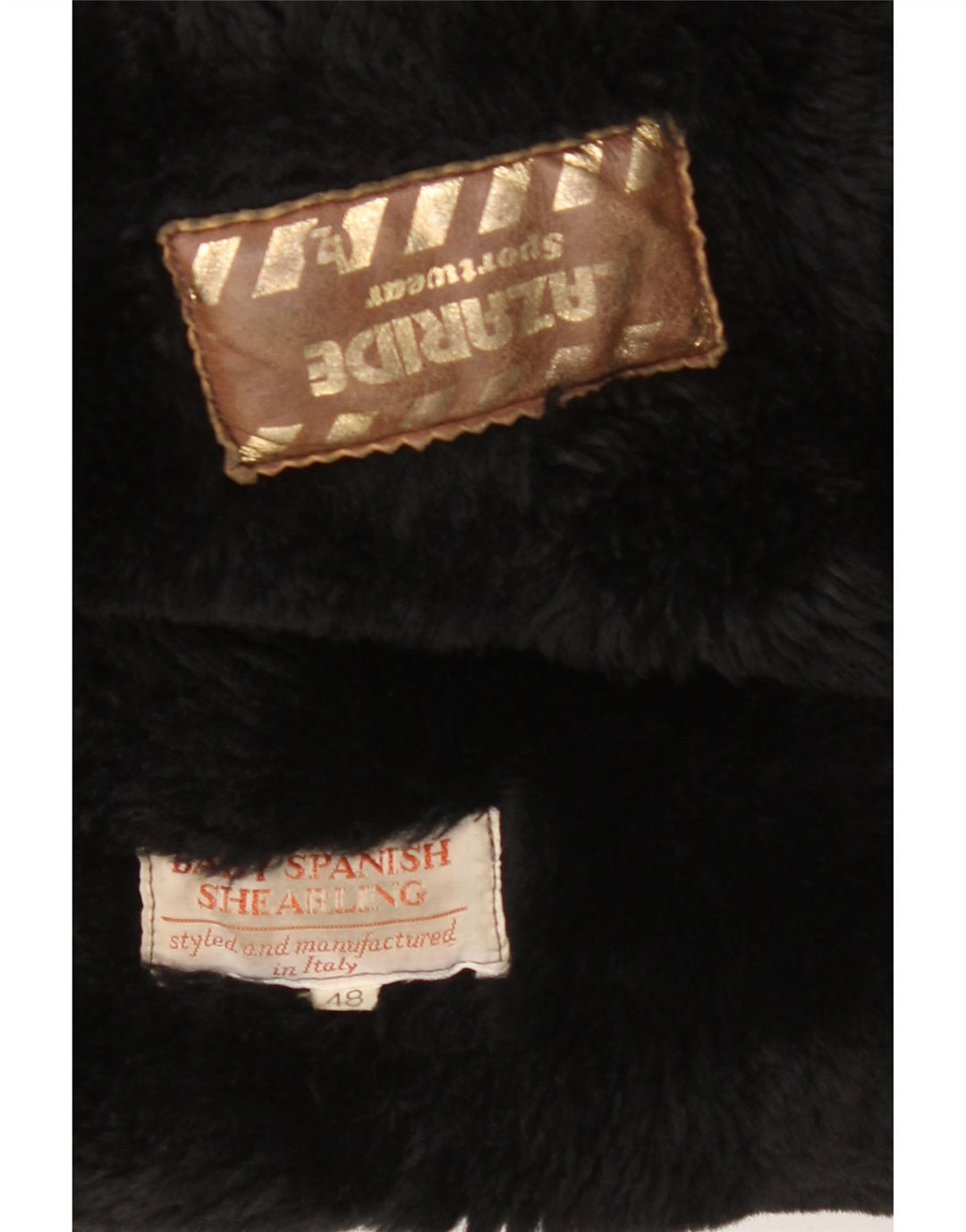 Jachetă VINTAGE pentru bărbați, în formă dublă, cu tăietură lejeră, IT 48 Medium Black Shearling