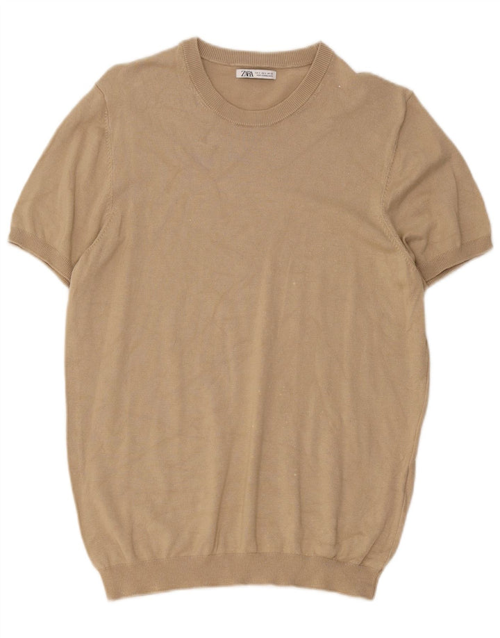 Tricou pentru bărbați Zara Top Mic Bej Viscoză