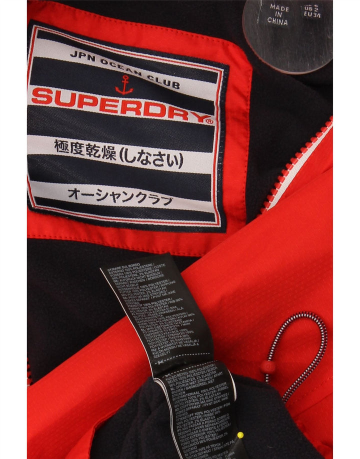 SUPERDRY Jachetă de ploaie cu glugă grafică pentru femei UK 6 XS Poliester roșu
