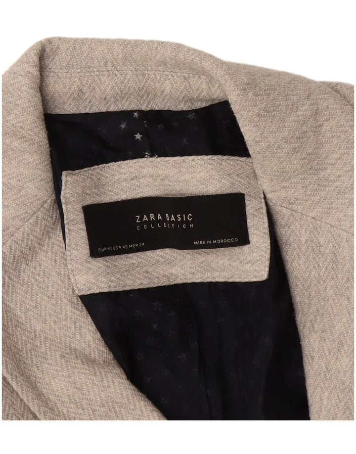 Sacou blazer pentru femei Zara, cu 1 nasture, UK 6 XS, gri Herringbone