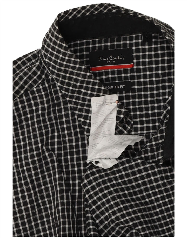Cămașă pentru bărbați PIERRE CARDIN, cu formă regulată, mare, negru, poliester