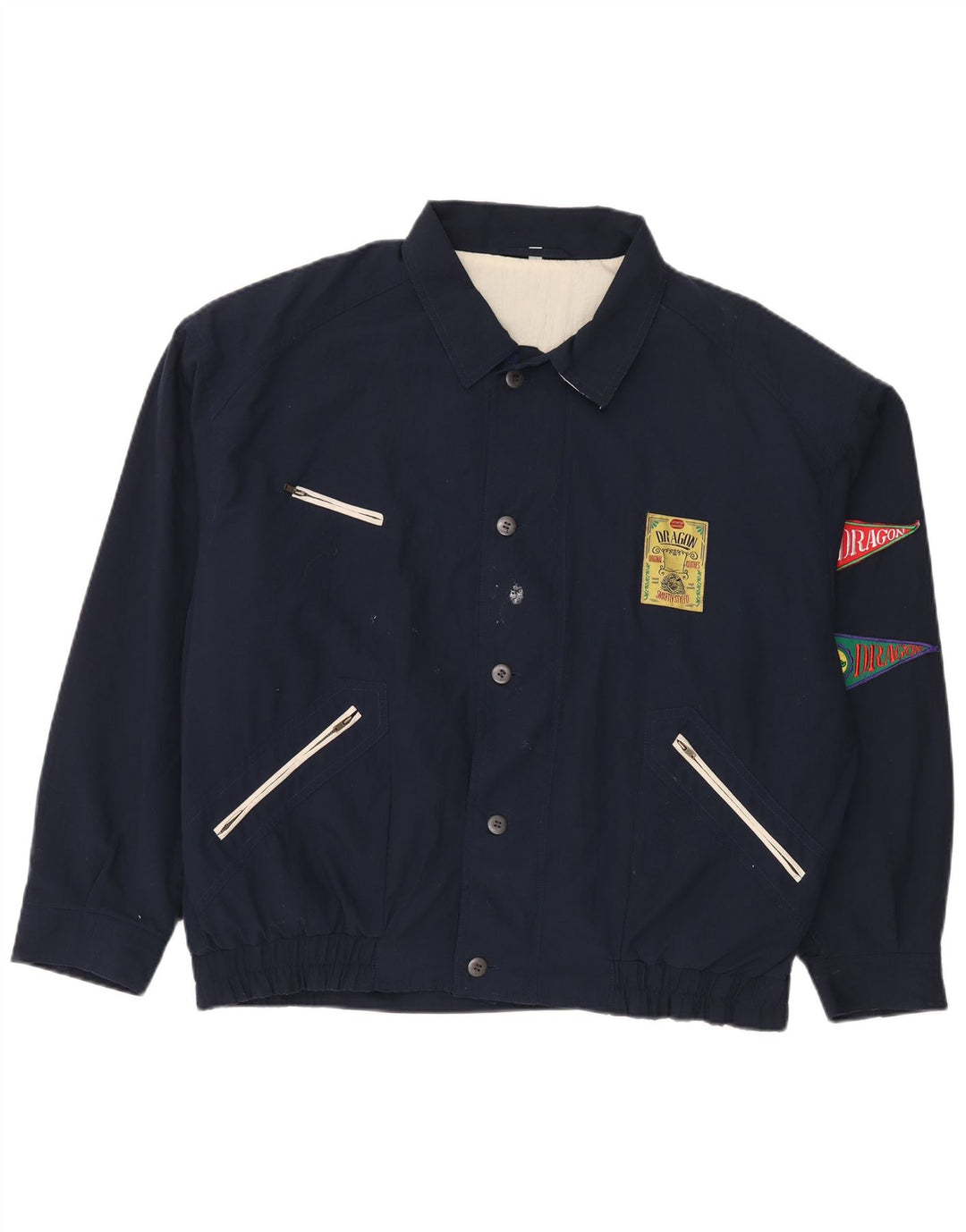 Bomber vintage pentru bărbați UK 42 XL bleumarin poliester