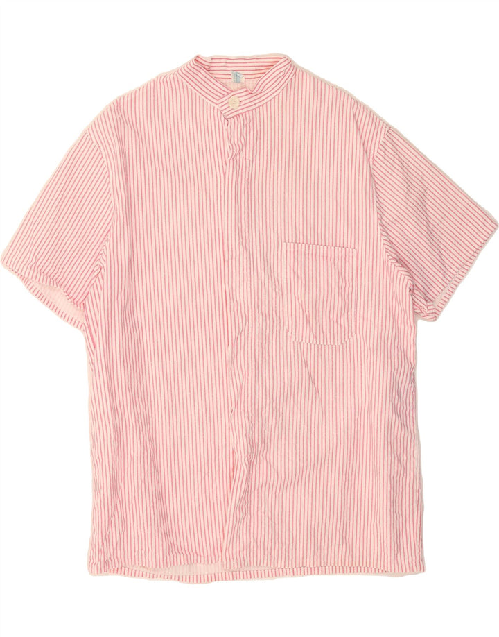 VINTAGE Mens Short Sleeve Shirt IT 52 Large Pink Striped Vintage Vintage and Second-Hand Vintage from Messina Hembry 