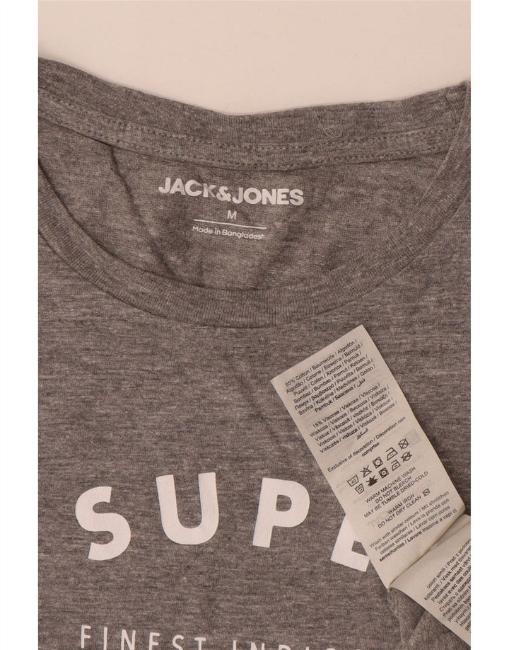 JACK & JONES Tricou grafic pentru bărbați Top din bumbac gri mediu