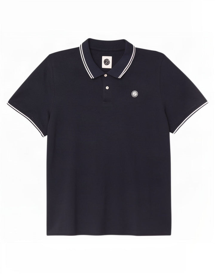 Tricou polo pentru bărbați Pretty Green, 2XL, poliester cu dungi bleumarin