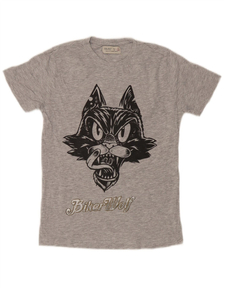 Tricou Grafic Zara Băieți Top 7-8 Ani Gri