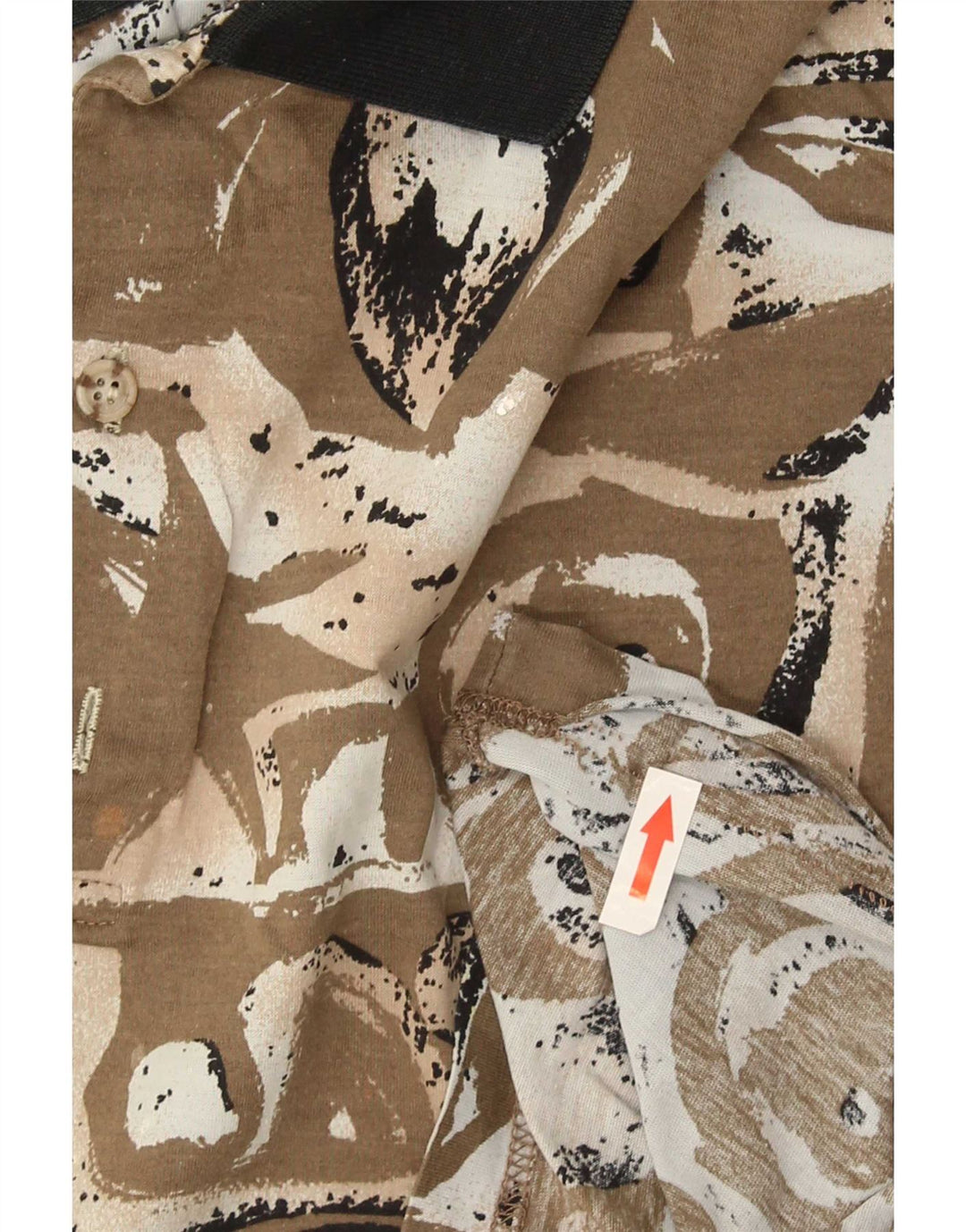 Cămașă polo vintage pentru bărbați, cu model abstract, mare maro cu pete