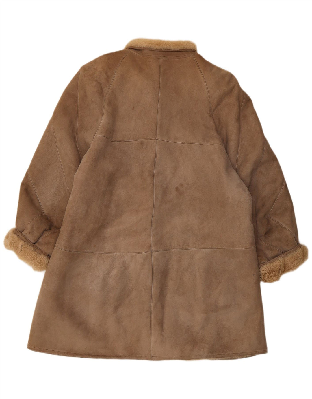 Palton din shearling vintage pentru femei, cu ajustare largi, IT 44 maro mediu clasic