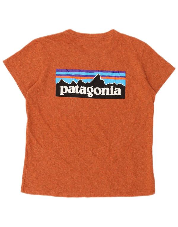 Patagonia Womens Graphic T-Shirt Top UK 10 Small Orange Flecked Polyester