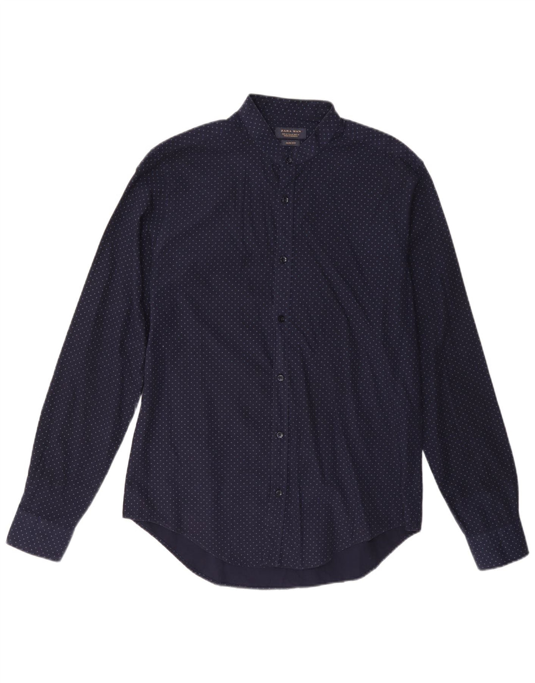 Cămașă pentru bărbați Zara Slim Fit, bumbac cu pete, albastru marin mediu