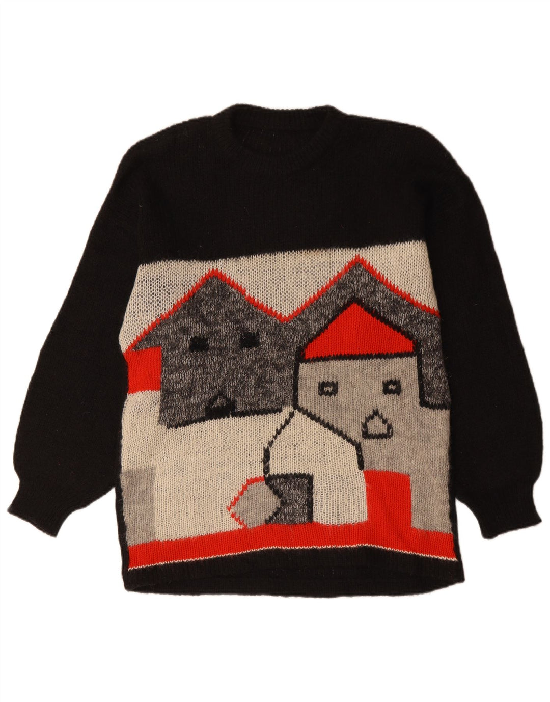 Pulover VINTAGE pentru femei cu paragate cu gât turnu, UK 18 XL, negru