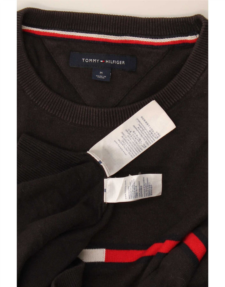 Tommy Hilfiger Mens Crew Neck Jumper Sweater Medium Grey Colourblock Cotton