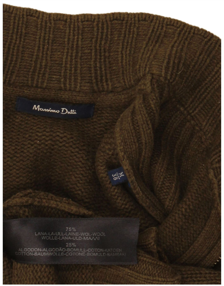 Pulover Cardigan Bărbați MASSIMO DUTTI Lână Mediu Kaki